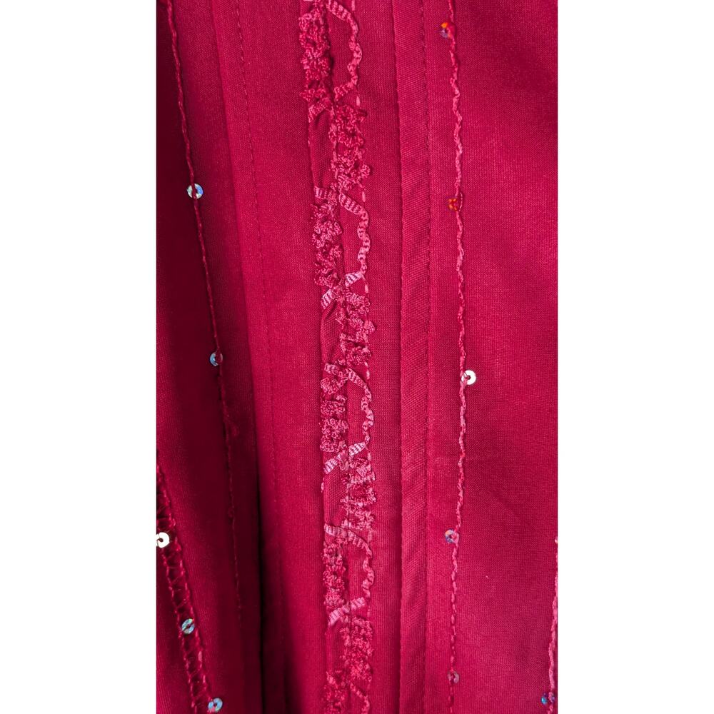 Ava & Grace 1X Boho Embellished Tunic Red Sequin Embroidered Tab Sleeve - Picture 5 of 9